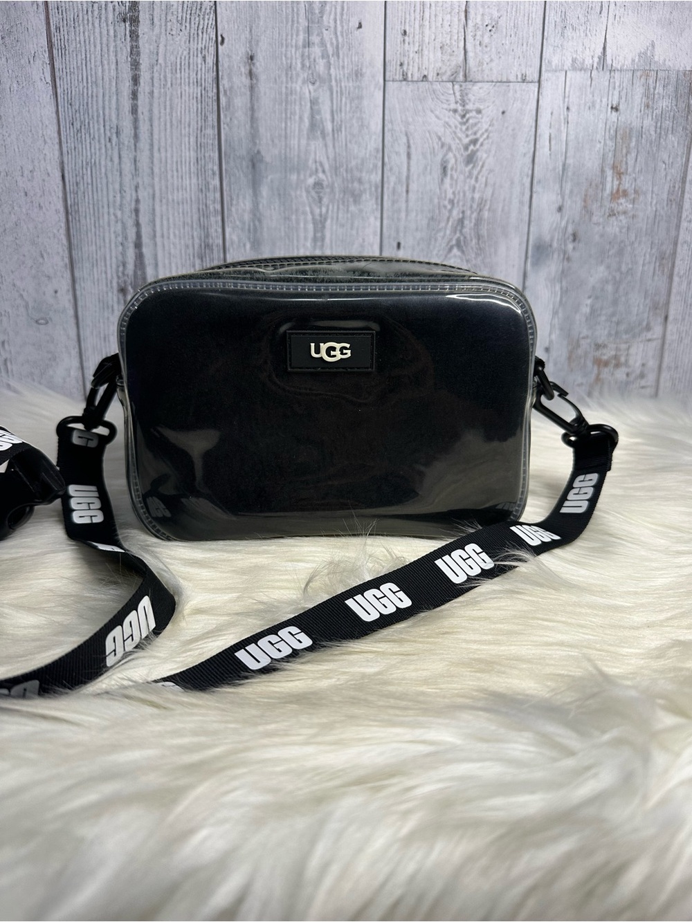 UGG Black Clear Crossbody Camera Bag/ Belt bag with Branded Strap